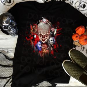 Scary Villain Horror Movie Mash-UP Screen Transfer T-Shirt