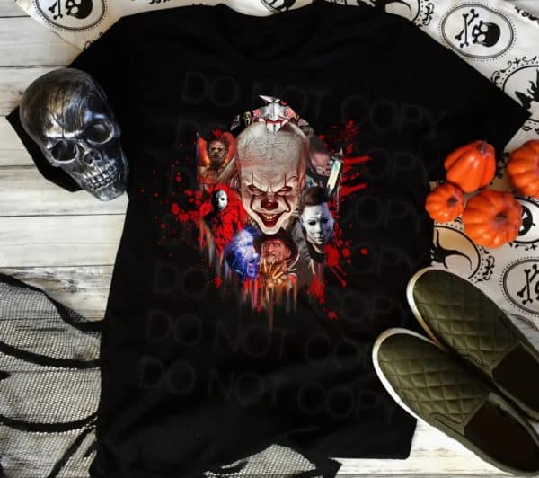 Scary Villain Horror Movie Mash-UP Screen Transfer T-Shirt