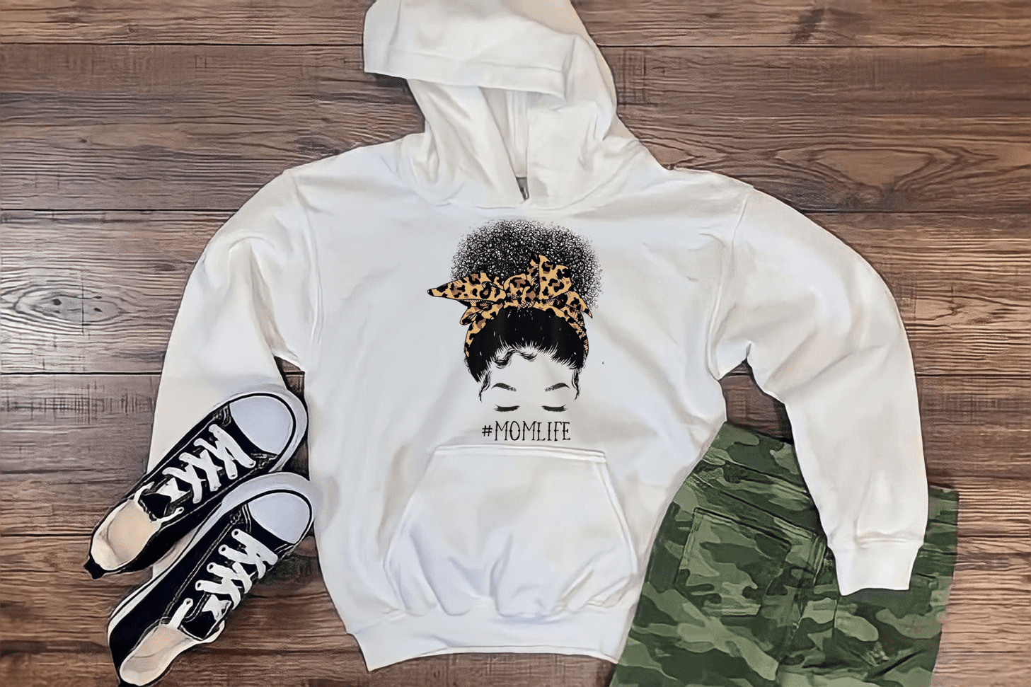 #MomLife Afro Puff Hoodie