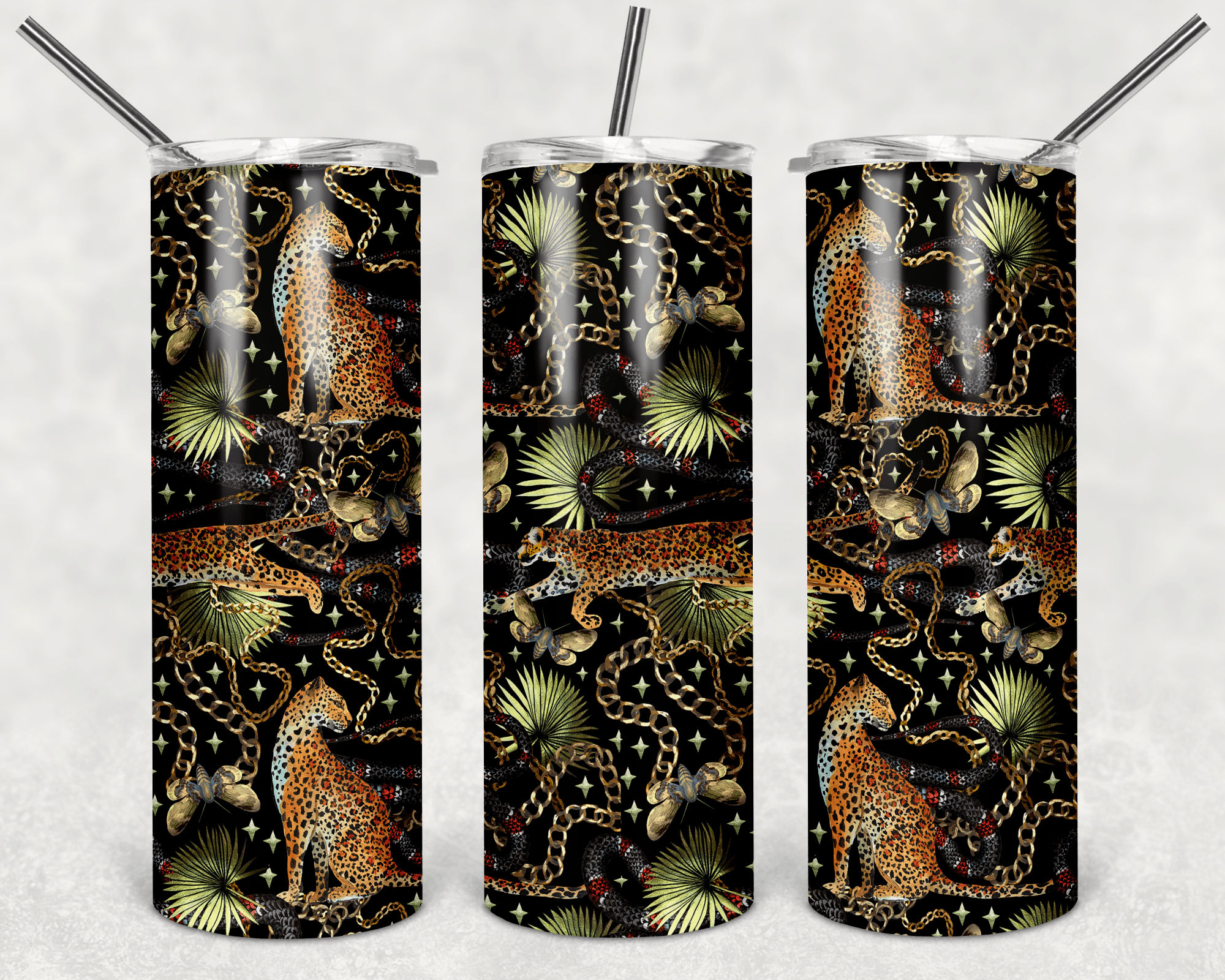 Leopard, Snake Chain & Moth
