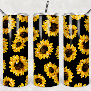 Black Background and Sunflowers