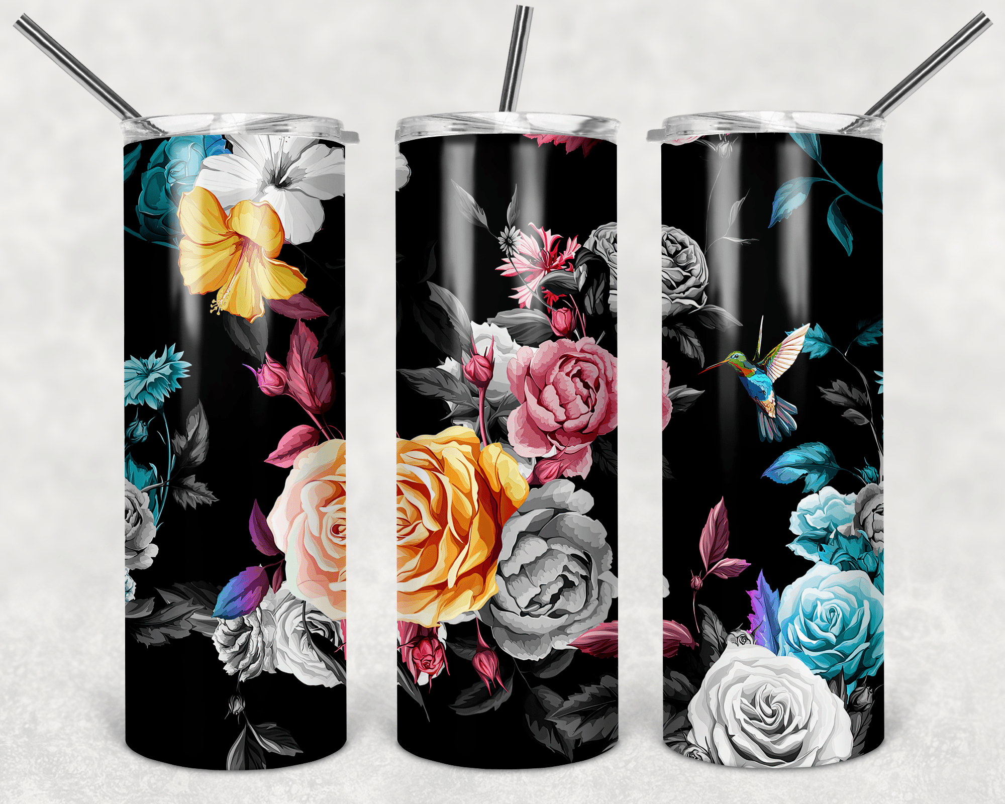 Roses and Hummingbird