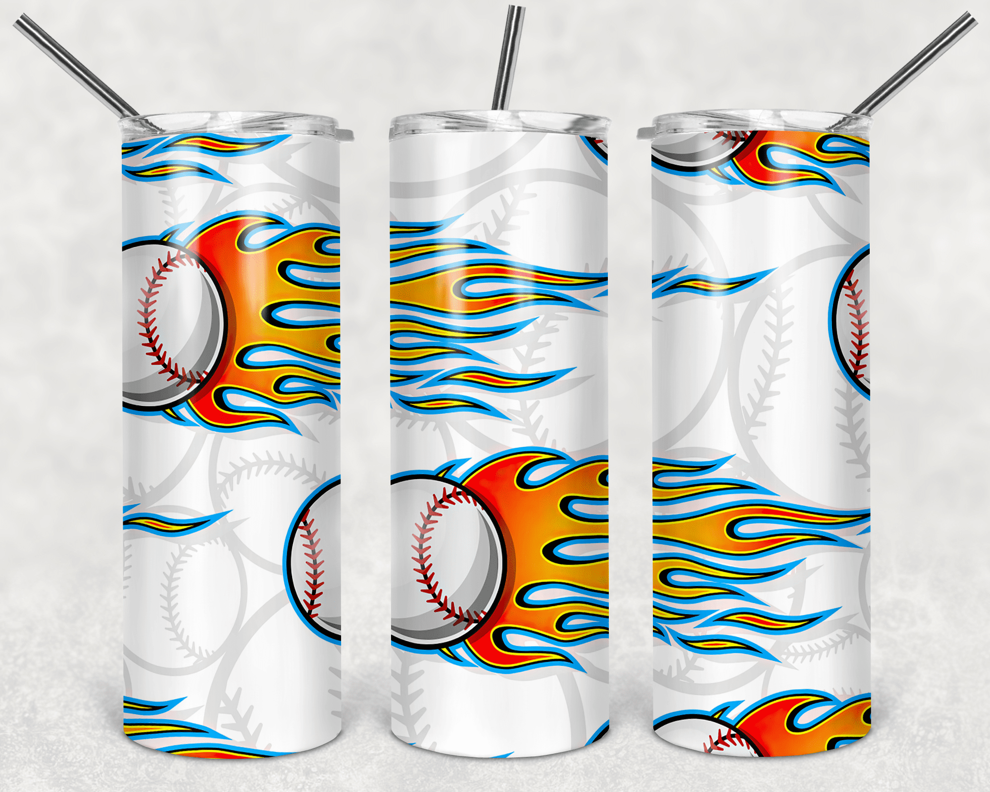 Baseball W/Flames