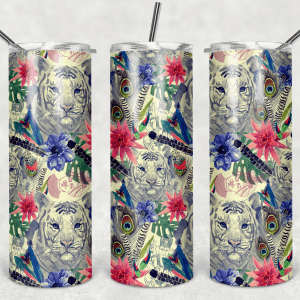 Snow Leopard W/Flowers