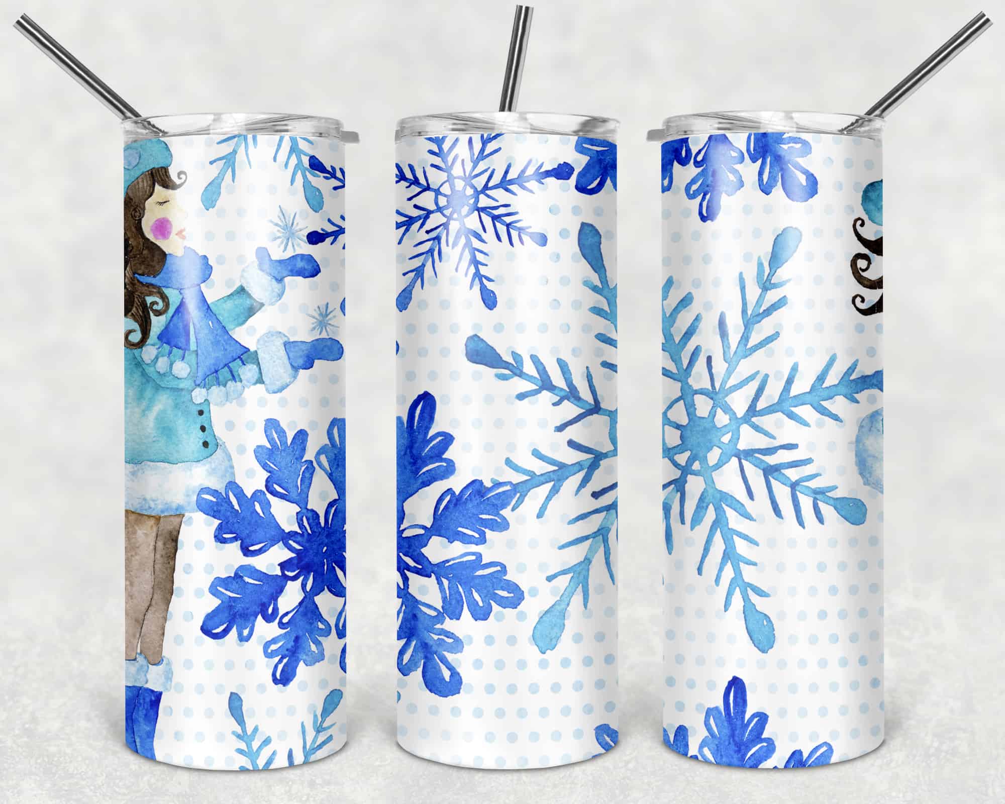 Blue Snowflakes W Girl