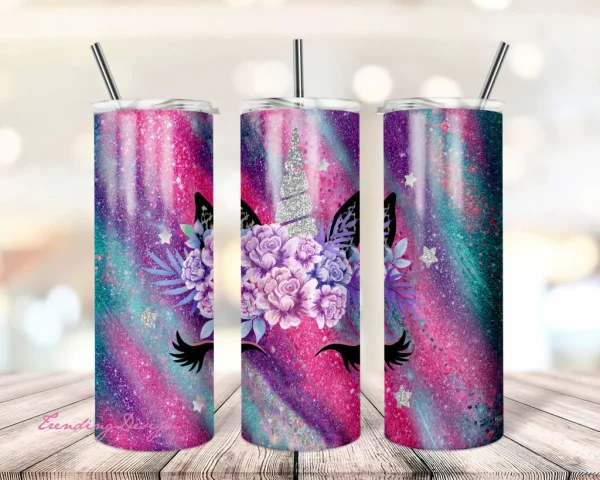 Agate Unicorn Milky Way Glitter Aqua Pink