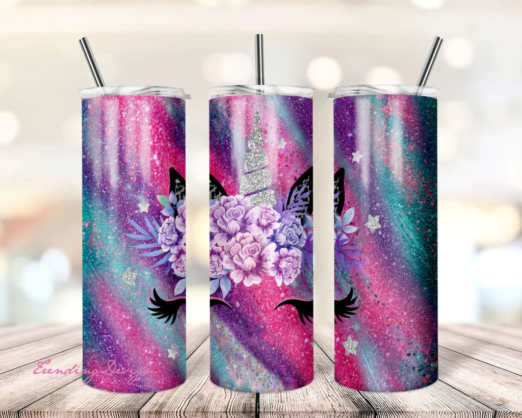 Agate Unicorn Milky Way Glitter Aqua Pink