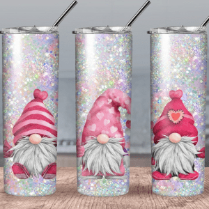 3 Pink Gnomes with Glitter