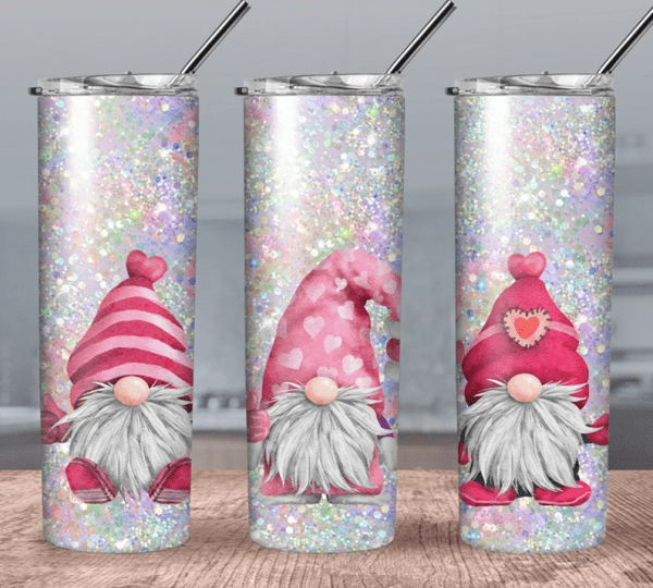 3 Pink Gnomes with Glitter