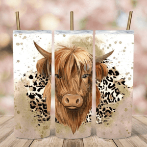 Highland Cow w Leopard Print