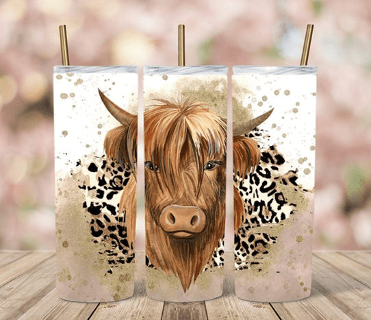 Highland Cow w Leopard Print