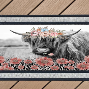 Highland Cow with Flowers