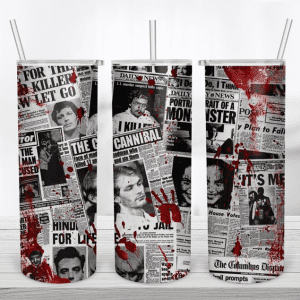 Serial Killer Newspaper Clippings and Blood Drip