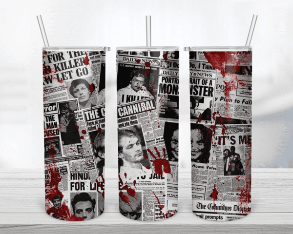 Serial Killer Newspaper Clippings and Blood Drip