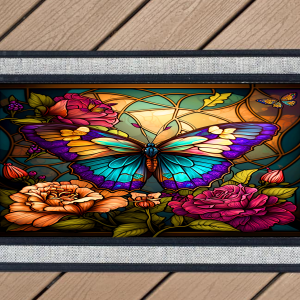 Stained Glass Butterfly and Roses