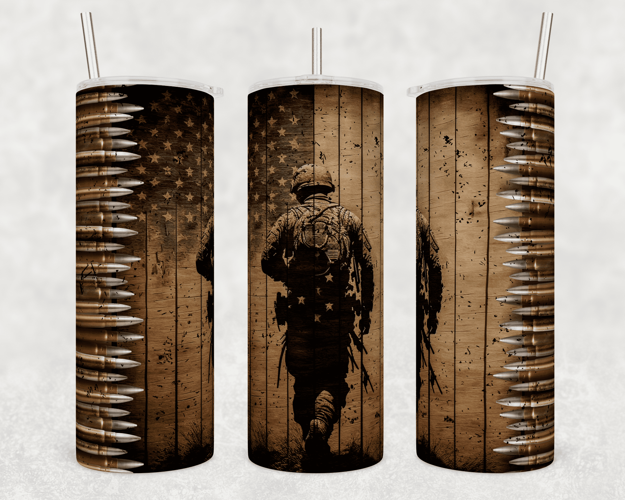 Military Wood Flag and Ammunition