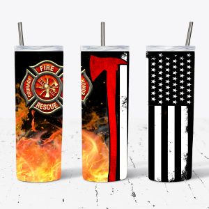 Firefighter Emblem, Flag and Ax