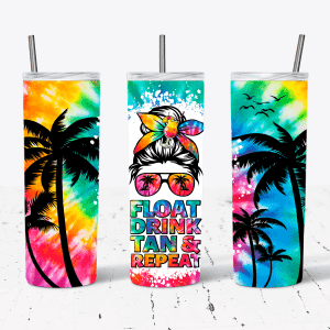 Float Drink Tan & Repeat Messy Bun and Sunglasses