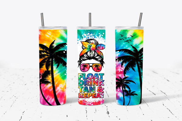 Float Drink Tan & Repeat Messy Bun and Sunglasses