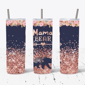Mama Bear Rose Gold Glitter and Blue