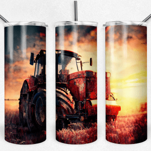 Red Tractor in Field