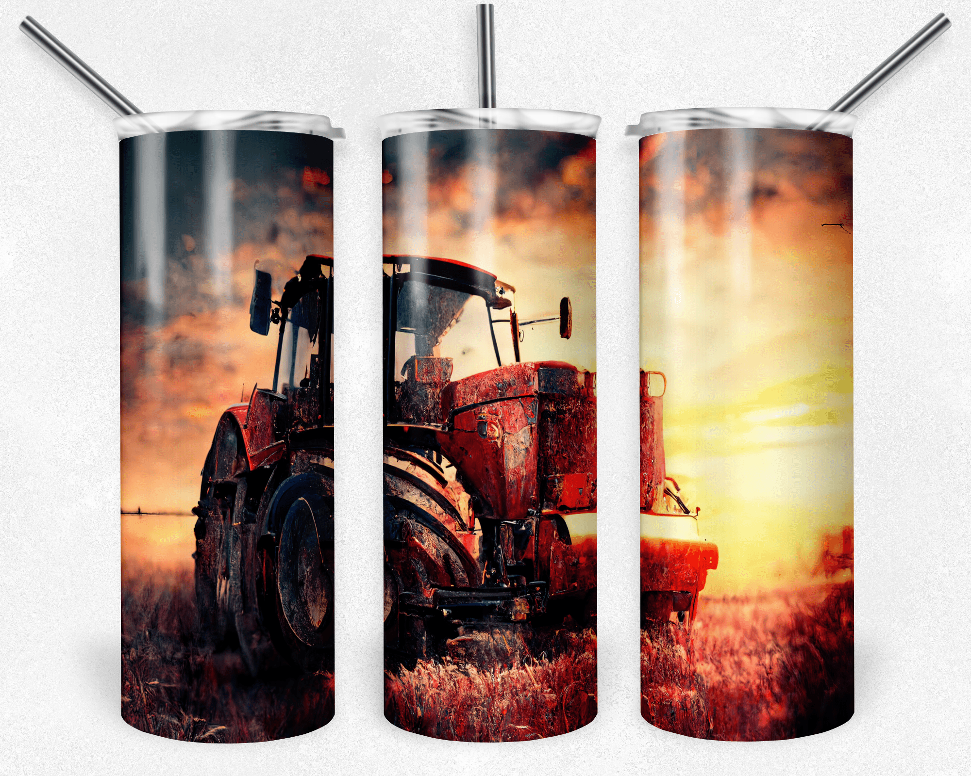 Red Tractor in Field