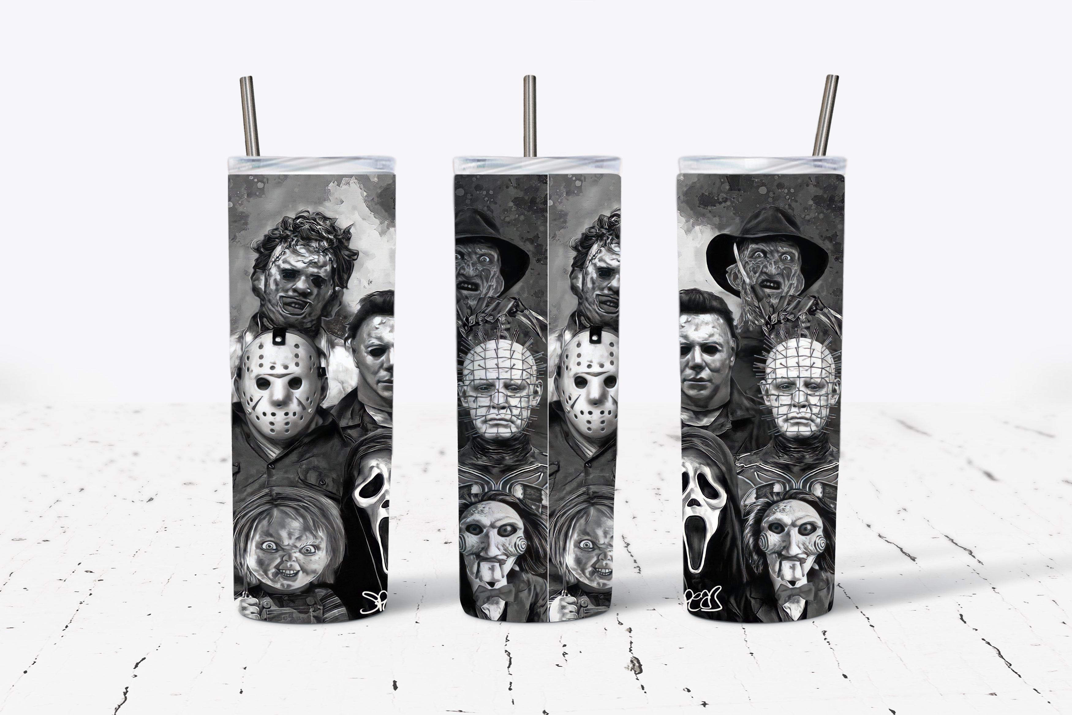 Scary Movie Villain Black & White