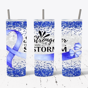 Stronger Than the Storm - Blue Cancer Ribbon
