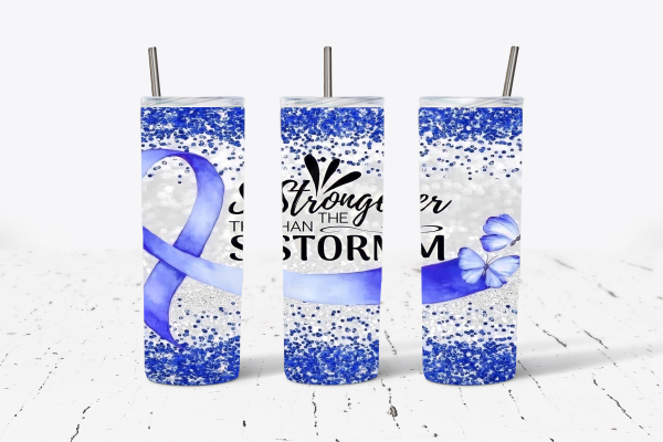 Stronger Than the Storm - Blue Cancer Ribbon