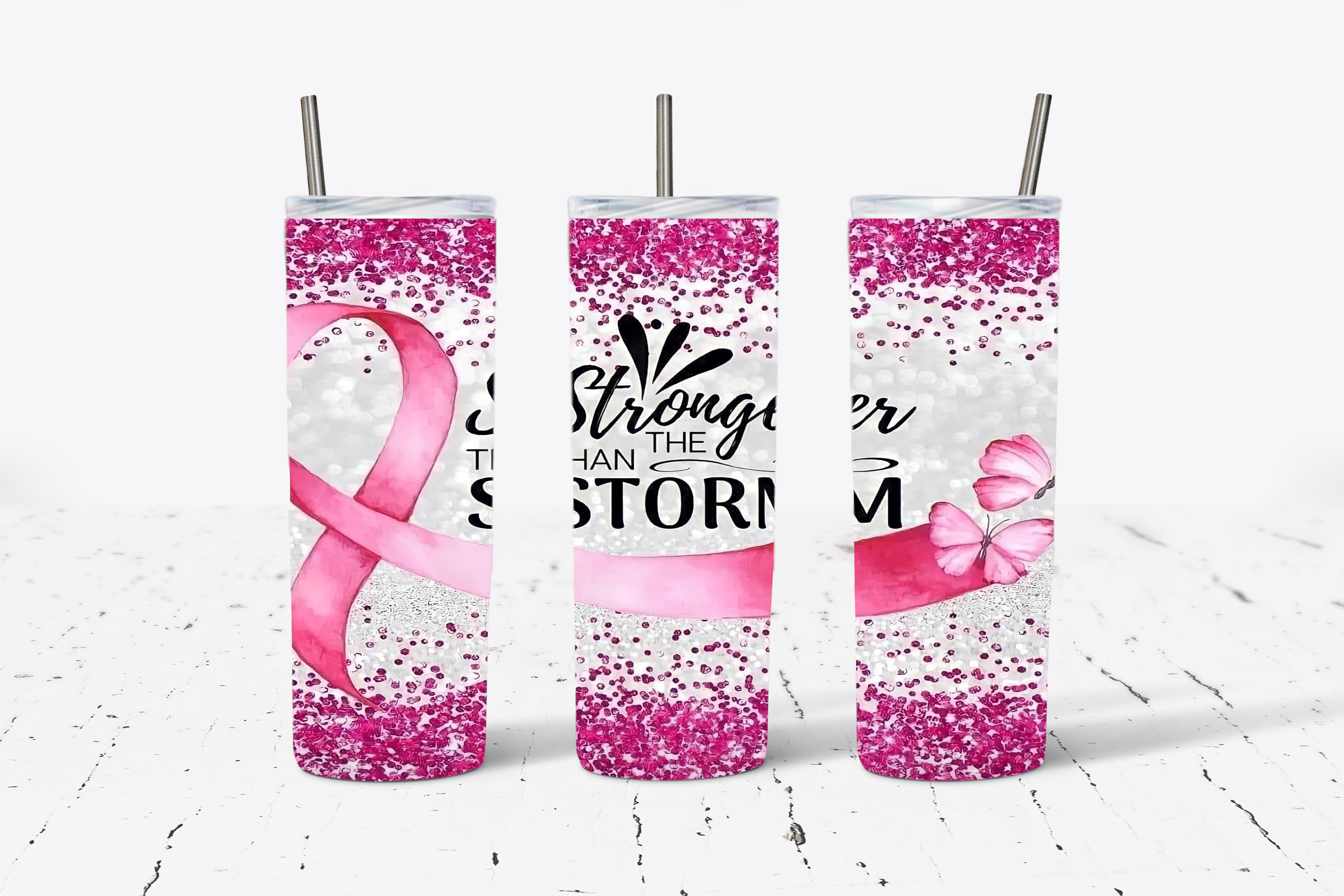 Stronger Than the Storm - Pink Cancer Ribbon