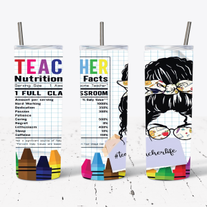 Teacher Nutrition Facts Curly Hair Bun with Sunglasses