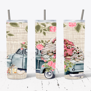 Gnomes and Grey Truck with Burlap