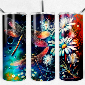 Alcohol Ink Dragonflies and Daisies