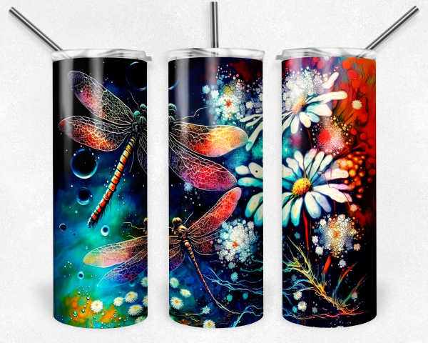 Alcohol Ink Dragonflies and Daisies